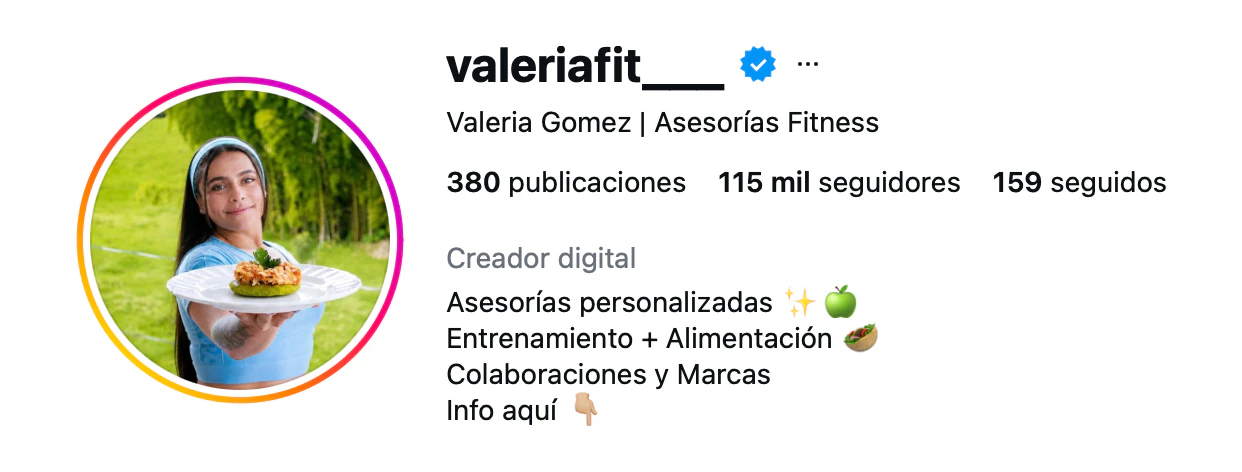 Instagram de Valeria: 115 mil seguidores