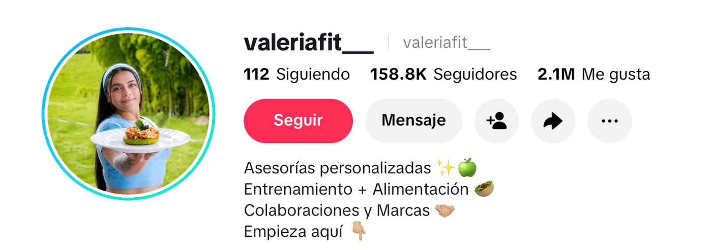 TikTok de Valeria: 158,8 mil seguidores y 2,1 millones de me gusta